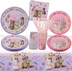 Tianyi - ensemble de fournitures de fête d'anniversaire pour chat - chaton comprenant assiettes, nappe, ... Tianyi - ensemble de fournitures de fête d'anniversaire pour chat - chaton comprenant assiettes, nappe, ...