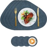 Tianyi - sets de 4 table lavable rond, set de table et dessous de verre, set couverts de table, cuir ...