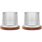 Tianyi - verre a eau rotatif, verre a whisky de 275 ml, sous - verres en bambou, peut etre utilis comme ...