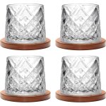 Tianyi - verre a eau rotatif, verre a whisky de 275 ml, sous - verres en bambou, peut etre utilis comme ...