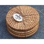 Tianyi - wooloow lot de 6 dessous de verre en rotin pour verres, dessous de verre ronds en verre, dessous ...