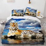 Tigre animal housse couette x cm polyester - coton parures de lit anti - allergique housse couette ado ...