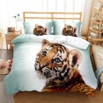 Tigre animaux parure housse de couette doux confortable microfibre parure lit enfant x cm parure de lit ...