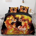 Tigre animal parure de lit housse de couette x cm polyester coton housse couette ado avec taies d'oreiller ...