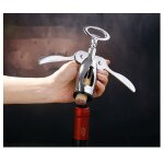 Tire - bouchon bouteille vin professionnel en acier inoxydable, poign�e pression, vis a vin rouge, ouvre ...