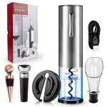 Tire - bouchon electrique automatique en acier inoxydable, ouvre - bouteille de vin avec coupe - feuille ...