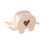 Tirelire en bois el�phant, fsc 100%, nature, 16, 4x5, 5x9cm