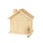 Tirelire en bois forme maison avec cadenas 15 x 8 x 14, 5 cm - megacrea diy