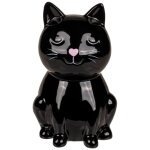 Tirelire chat coeur 15 cm - noir