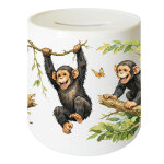 Tirelire chimpanz�s en c�ramique 9, 5 cm