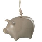 Tirelire cochon gris en c�ramique 18 cm