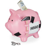 Tirelire cochon avec marteau, inscription � emergency �, verrouillable, c�ramique, hlp : 14, 5x15, 5x20 ...