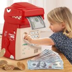 Tirelire dinosaure enfant s�curis�e avec chanson et rangement secret vert yonis