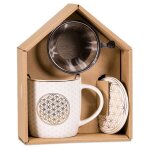 La tisani�re en porcelaine avec infuseur fleur de vie
