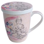 Tisani�re en porcelaine rose avec infuseur bouddha