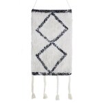 Tissage / suspension murale berb�re box d�coration murale - 40 x 80 cm - blanc et noir