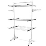 Todeco etendoir � linge, etendage � linge, 3 �tag�res, noir / blanc, avec ailes et barre sup�rieure, ...