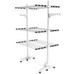 Todeco etendoir � linge, etendage � linge, 3 �tag�res, noir / blanc, avec ailes, mat�riau: tubes en acier ...