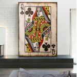 Toile carte dame tr�fle - affiche poster d�coration moderne - chambre garcon fille - d�coration maison ...