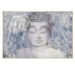 Toile imprim�e encadr�e bouddha effet alu - 60 x 90 cm
