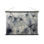 Toile murale kakemono su�dine gingko bleu / or