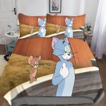 Tom and jerry housse de couette d anime imprim�� dessin de lit microfibre, parure de lit housses de couettes ...