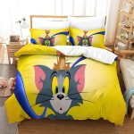 Tom&jerry parure de lit imprim��e en d pi��ces, housse de couette en polycoton douce et confortable, ...