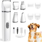 Tondeuse pour chiens, kit de toilettage 4 en 1, tondeuse a poils sans fil pour chats, chiens avec 4 ttes ...