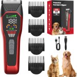Tondeuse pour chien pour poil long epais, kit toilettage rechargeable sans fil, tondeuse animaux a 2 ...