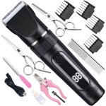 Tondeuse chien set avec 4 embouts, peigne, 2 ciseaux, lime coupe griffes, rasoir professionnel pour chiens ...