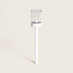 Torche solaire ext�rieure led effet flamme avec piquet brako 40cm blanc