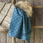 Torchon imprim� en coton bleu 50x75cm