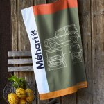 Torchon imprim� en coton vert 50x75cm