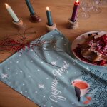 Torchon imprim� en coton vert 50x75cm