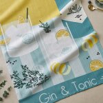 Torchon imprim� en m�tis vert 50x75