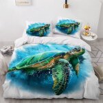 Tortue de mer housse de couette x imprim�� d aquarelle parure de lit personnes ado fille enfants microfibre ...