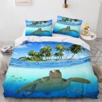 Tortue de mer linge de lit housses de couettes x cm polyester coton housse de couette x avec deux taies ...