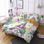 Tour eiffel paris parure de lit housse de couette x cm polyester coton housse de couette fille avec deux ...