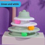 Tour de jouet pour chat a 4 niveaux, plateau tournant, balles a roulettes, jouets interactifs, piste ...