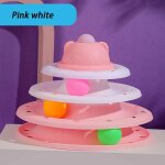 Tour de jouet pour chat a 4 niveaux, plateau tournant, balles a roulettes, jouets interactifs, piste ...
