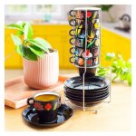 Tour de tasses espresso noir porcelaine de chine 28 x 0 x 0 cm