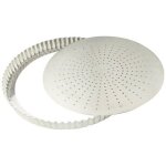Tourtière cannelée perforée 30 cm a fond amovible - fer blanc - Tourtière cannelée perforée 30 cm a fond amovible - fer blanc -