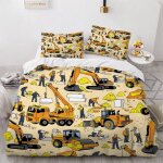 Tracteur de dessin anim�� housse de couette x d v��hicule de construction parure de lit personnes ado ...