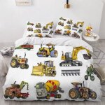 Tracteur dessin anim�� housse de couette x d v��hicule de construction parure de lit personnes ado fille ...