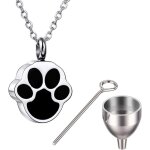 Trahoo - collier urne funraire acier inoxydable, patte de chien, pendentif personnalis collier urne ...