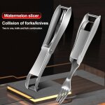 Trancheuse a fourchette neutre en acier inoxydable, coupe - fruits, outil de coupe de melon a fourchette, ... Trancheuse a fourchette neutre en acier inoxydable, coupe - fruits, outil de coupe de melon a fourchette, ...