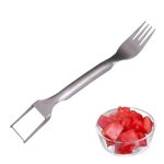 Trancheuse a fourchette neutre en acier inoxydable, coupe - fruits, outil de coupe de melon a fourchette, ... Trancheuse a fourchette neutre en acier inoxydable, coupe - fruits, outil de coupe de melon a fourchette, ...