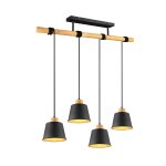 Trio harris plafonnier suspendu vintage a 4 barres, noir mat