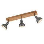 Trio leuchten industriel plafonnier spot industriel en acier  3 ampoules - arti acier / bois acier, ...