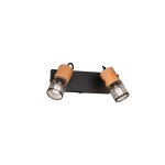 Trio leuchten industriel / rustique plafonnier spot industriel noir avec bois 2 ampoules lumires - ...